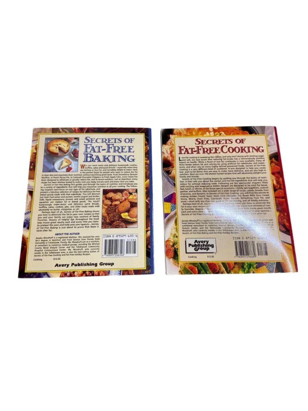 Secrets Of Fat-Free Baking and Secrets Of Fat-Free Cooking Set Sandra Woodruff